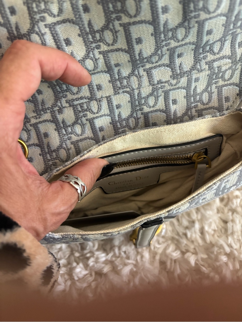 Dior Blue Gray Oblique Saddle Crossbody Bag NEW" - Picture 4 of 5